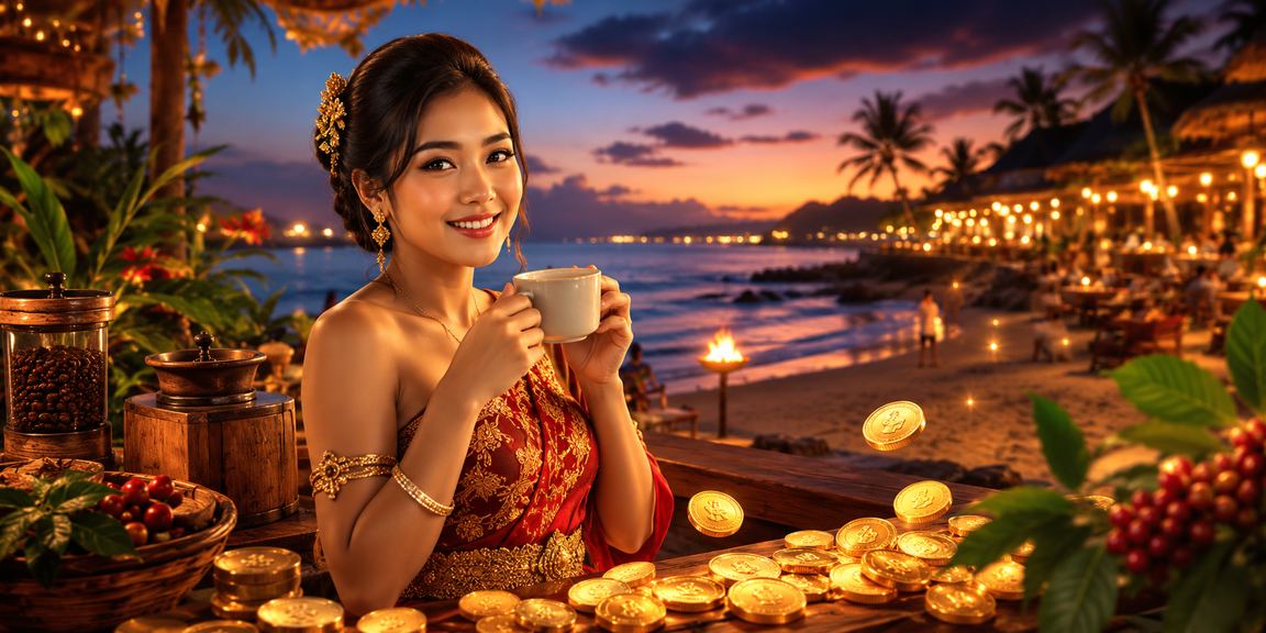 Pengguna mengakses aplikasi kasino mobile sambil menikmati kopi di kafe modern
